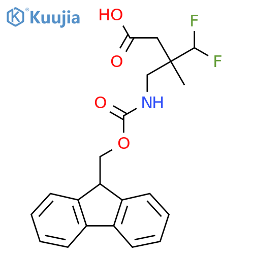 3-[({[(9H-fluoren-9-yl)methoxy]carbonyl}amino)methyl]-4,4-difluoro-3-methylbutanoic acid structure