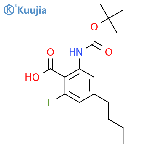 2-{(tert-butoxy)carbonylamino}-4-butyl-6-fluorobenzoic acid structure