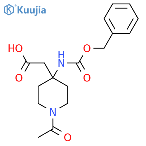 2-(1-acetyl-4-{(benzyloxy)carbonylamino}piperidin-4-yl)acetic acid structure