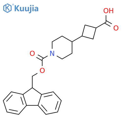 3-(1-{(9H-fluoren-9-yl)methoxycarbonyl}piperidin-4-yl)cyclobutane-1-carboxylic acid structure