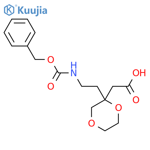2-[2-(2-{[(Benzyloxy)carbonyl]amino}ethyl)-1,4-dioxan-2-yl]acetic acid structure