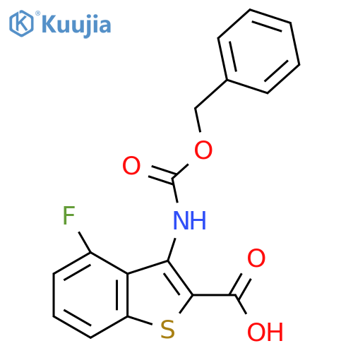 3-{(benzyloxy)carbonylamino}-4-fluoro-1-benzothiophene-2-carboxylic acid structure