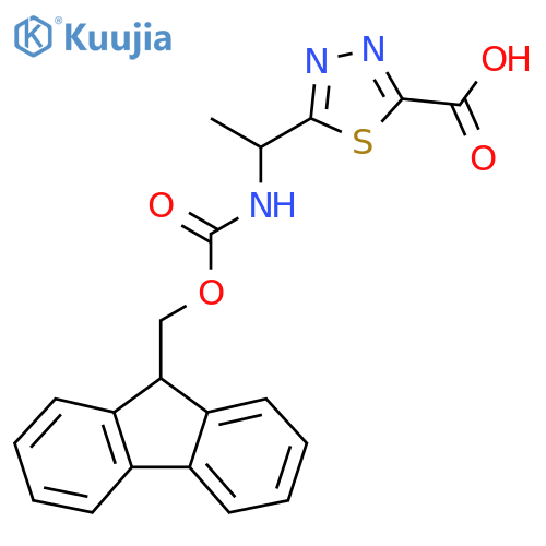 5-1-({(9H-fluoren-9-yl)methoxycarbonyl}amino)ethyl-1,3,4-thiadiazole-2-carboxylic acid structure