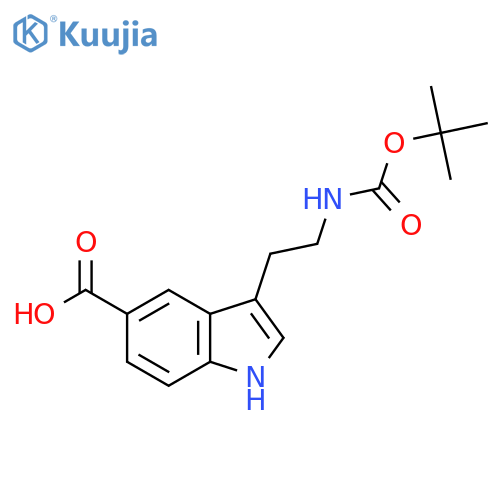 3-(2-{(tert-butoxy)carbonylamino}ethyl)-1H-indole-5-carboxylic acid structure