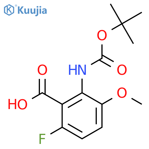2-{(tert-butoxy)carbonylamino}-6-fluoro-3-methoxybenzoic acid structure