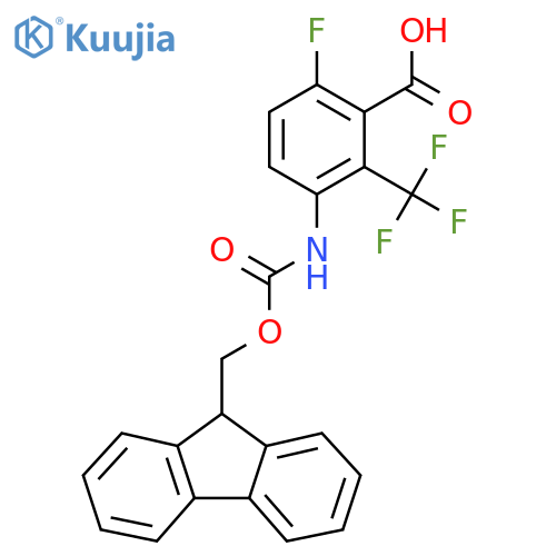 3-({(9H-fluoren-9-yl)methoxycarbonyl}amino)-6-fluoro-2-(trifluoromethyl)benzoic acid structure