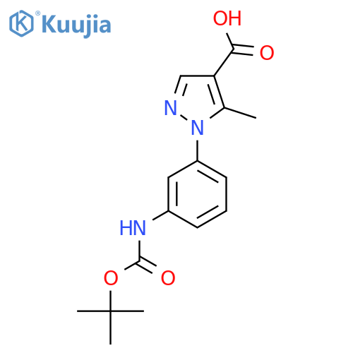 1-(3-{(tert-butoxy)carbonylamino}phenyl)-5-methyl-1H-pyrazole-4-carboxylic acid structure