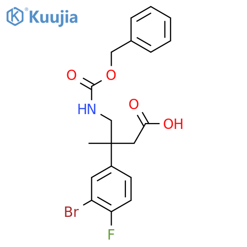 4-{(benzyloxy)carbonylamino}-3-(3-bromo-4-fluorophenyl)-3-methylbutanoic acid structure