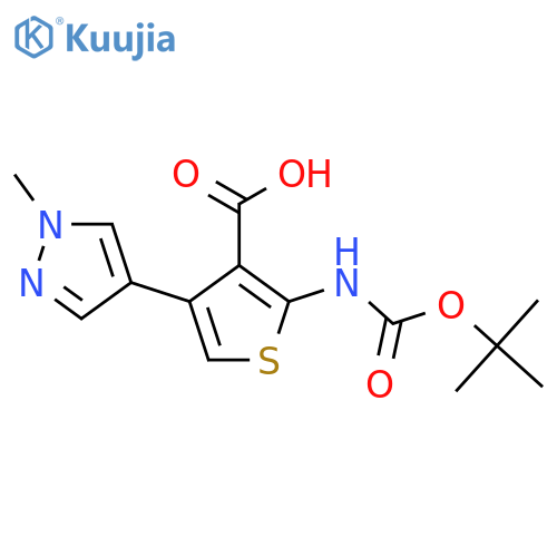 2-{(tert-butoxy)carbonylamino}-4-(1-methyl-1H-pyrazol-4-yl)thiophene-3-carboxylic acid structure