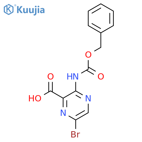 3-{(benzyloxy)carbonylamino}-6-bromopyrazine-2-carboxylic acid structure
