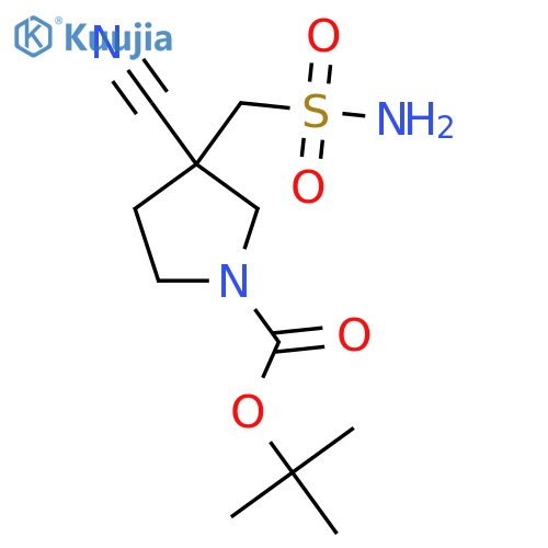 Tert-butyl 3-cyano-3-(sulfamoylmethyl)pyrrolidine-1-carboxylate structure