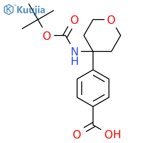 4-(4-{(tert-butoxy)carbonylamino}oxan-4-yl)benzoic acid structure