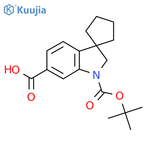 1'-(tert-butoxy)carbonyl-1',2'-dihydrospirocyclopentane-1,3'-indole-6'-carboxylic acid structure