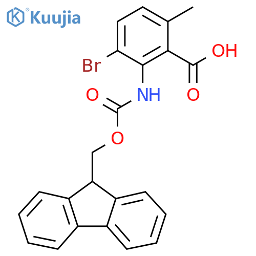 3-bromo-2-({(9H-fluoren-9-yl)methoxycarbonyl}amino)-6-methylbenzoic acid structure