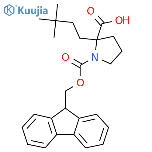 2-(3,3-dimethylbutyl)-1-{(9H-fluoren-9-yl)methoxycarbonyl}pyrrolidine-2-carboxylic acid structure