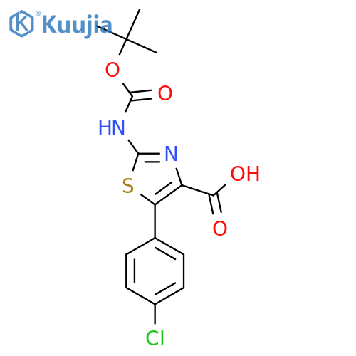 2-{(tert-butoxy)carbonylamino}-5-(4-chlorophenyl)-1,3-thiazole-4-carboxylic acid structure