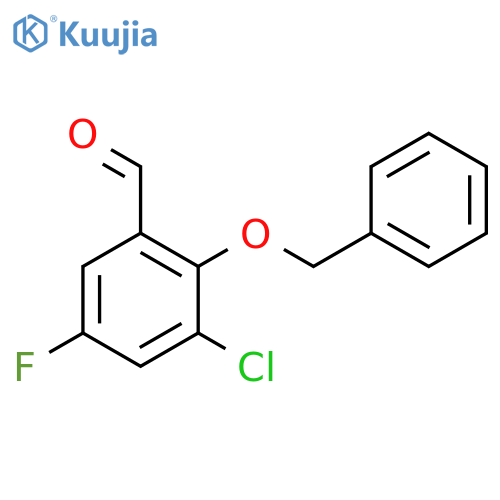Benzaldehyde, 3-chloro-5-fluoro-2-(phenylmethoxy)- structure