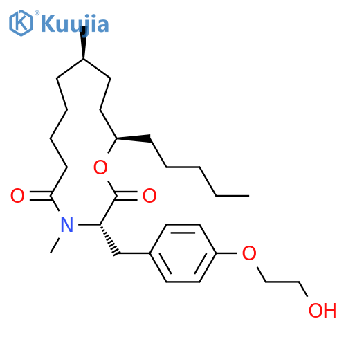 3S-[[4-(2-hydroxyethoxy)phenyl]methyl]-4,10R-dimethyl-13R-pentyl-1-oxa-4-azacyclotridecane-2,5-dione structure