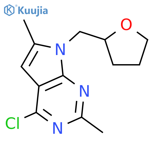 4-Chloro-2,6-dimethyl-7-((tetrahydrofuran-2-yl)methyl)-7H-pyrrolo[2,3-d]pyrimidine structure