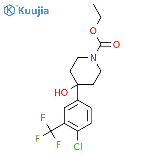 Ethyl 4-(4-chloro-3-(trifluoromethyl)phenyl)-4-hydroxypiperidine-1-carboxylate structure