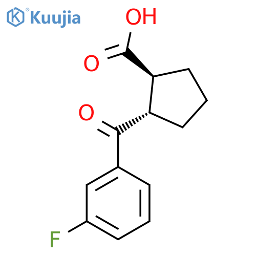 (1S,2S)-2-(3-fluorobenzoyl)cyclopentane-1-carboxylic acid structure