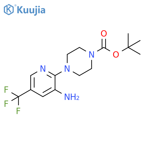 tert-butyl
4-[3-amino-5-(trifluoromethyl)pyridin-2-yl]piperazi
ne-1-carboxylate structure