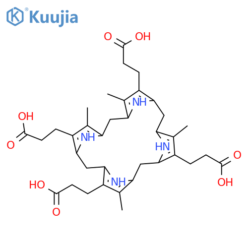 21H,23H-Porphine-2,7,12,18-tetrapropanoicacid, 5,10,15,20,22,24-hexahydro-3,8,13,17-tetramethyl- structure