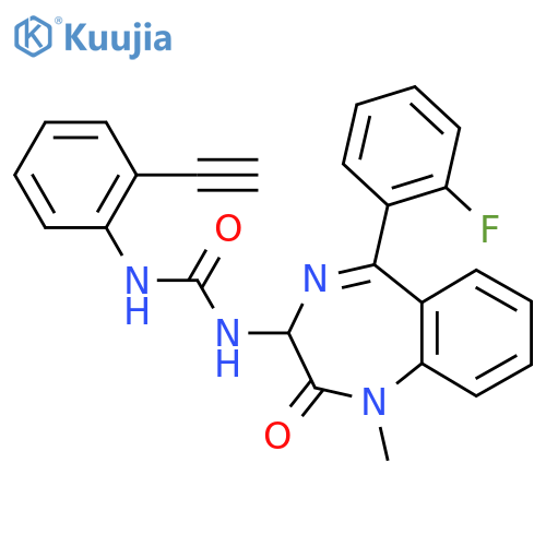 3-(2-ethynylphenyl)-1-[5-(2-fluorophenyl)-1-methyl-2-oxo-2,3-dihydro-1H-1,4-benzodiazepin-3-yl]urea structure