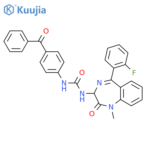 3-(4-benzoylphenyl)-1-[5-(2-fluorophenyl)-1-methyl-2-oxo-2,3-dihydro-1H-1,4-benzodiazepin-3-yl]urea structure