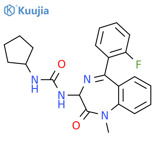 3-cyclopentyl-1-[5-(2-fluorophenyl)-1-methyl-2-oxo-2,3-dihydro-1H-1,4-benzodiazepin-3-yl]urea structure