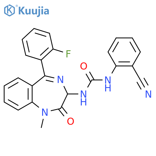 3-(2-cyanophenyl)-1-[5-(2-fluorophenyl)-1-methyl-2-oxo-2,3-dihydro-1H-1,4-benzodiazepin-3-yl]urea structure