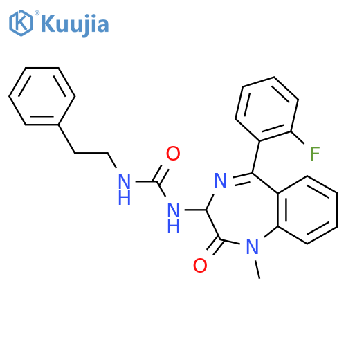 1-[5-(2-fluorophenyl)-1-methyl-2-oxo-2,3-dihydro-1H-1,4-benzodiazepin-3-yl]-3-(2-phenylethyl)urea structure