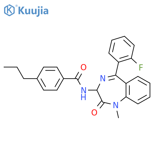 N-[5-(2-fluorophenyl)-1-methyl-2-oxo-2,3-dihydro-1H-1,4-benzodiazepin-3-yl]-4-propylbenzamide structure