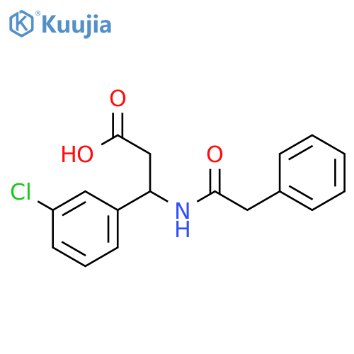 3-(3-chlorophenyl)-3-(2-phenylacetamido)propanoic acid structure