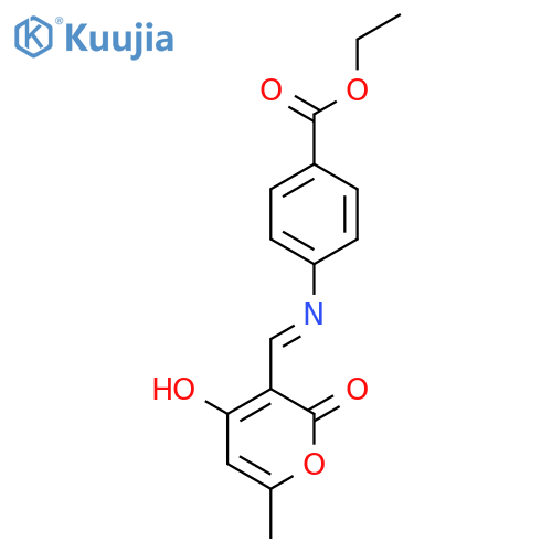 ethyl 4-({(3E)-6-methyl-2,4-dioxo-3,4-dihydro-2H-pyran-3-ylidenemethyl}amino)benzoate structure