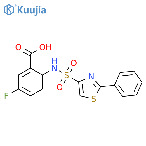 5-fluoro-2-(2-phenyl-1,3-thiazole-4-sulfonamido)benzoic acid structure