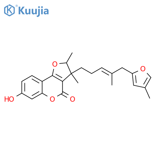 2,3-Dihydro-7-hydroxy-2,3-dimethyl-3-[4-methyl-5-(4-methyl-2-furanyl)-3-pentenyl]-4H-furo[3,2-c]benzopyran-4-one; (2R*,3S*)-(E)-form structure