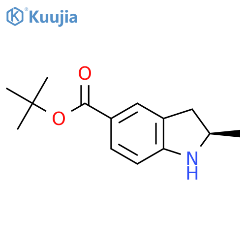 tert-butyl (2R)-2-methyl-2,3-dihydro-1H-indole-5-carboxylate structure
