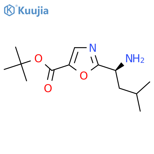 tert-butyl 2-[(1S)-1-amino-3-methylbutyl]-1,3-oxazole-5-carboxylate structure