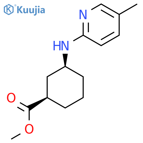 rac-methyl (1R,3S)-3-(5-methylpyridin-2-yl)aminocyclohexane-1-carboxylate structure