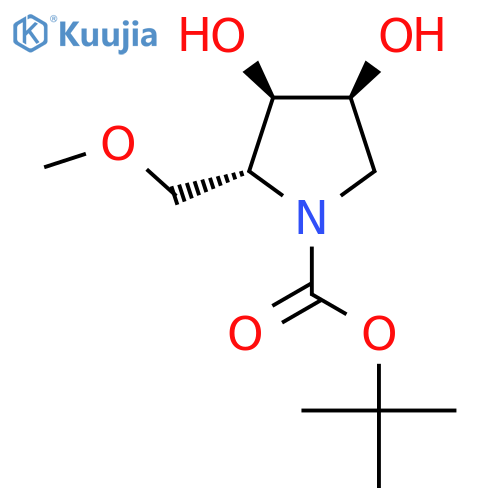 rac-tert-butyl (2R,3R,4S)-3,4-dihydroxy-2-(methoxymethyl)pyrrolidine-1-carboxylate structure