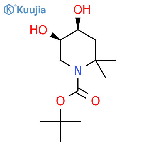 rac-tert-butyl (4R,5S)-4,5-dihydroxy-2,2-dimethylpiperidine-1-carboxylate structure