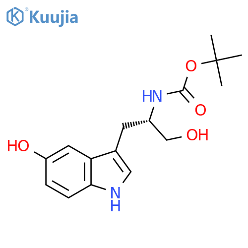 tert-butyl N-(2S)-1-hydroxy-3-(5-hydroxy-1H-indol-3-yl)propan-2-ylcarbamate structure