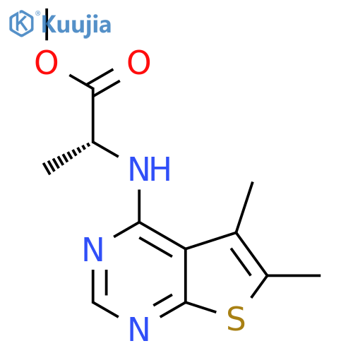 rel-methyl (2R)-2-({5,6-dimethylthieno2,3-dpyrimidin-4-yl}amino)propanoate structure