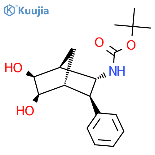 rac-tert-butyl N-(1R,2S,3S,4S,5S,6R)-5,6-dihydroxy-3-phenylbicyclo2.2.1heptan-2-ylcarbamate structure