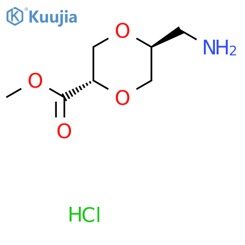 rac-methyl (2R,5R)-5-(aminomethyl)-1,4-dioxane-2-carboxylate hydrochloride structure
