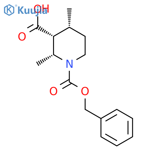 rac-(2R,3R,4R)-1-(benzyloxy)carbonyl-2,4-dimethylpiperidine-3-carboxylic acid structure