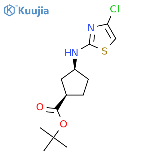rac-tert-butyl (1R,3S)-3-[(4-chloro-1,3-thiazol-2-yl)amino]cyclopentane-1-carboxylate structure