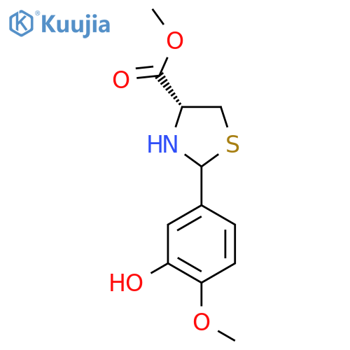 methyl (4R)-2-(3-hydroxy-4-methoxyphenyl)-1,3-thiazolidine-4-carboxylate structure