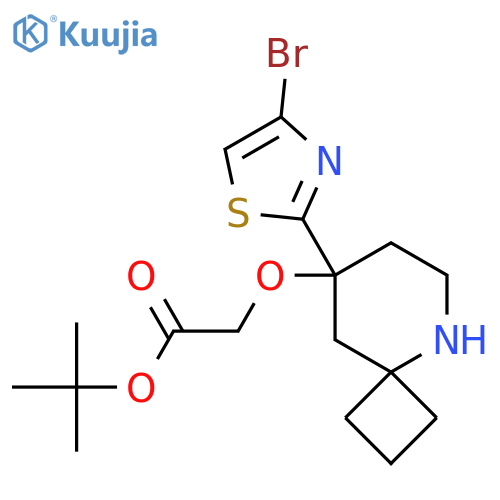Tert-butyl 2-{[8-(4-bromo-1,3-thiazol-2-yl)-5-azaspiro[3.5]nonan-8-yl]oxy}acetate structure